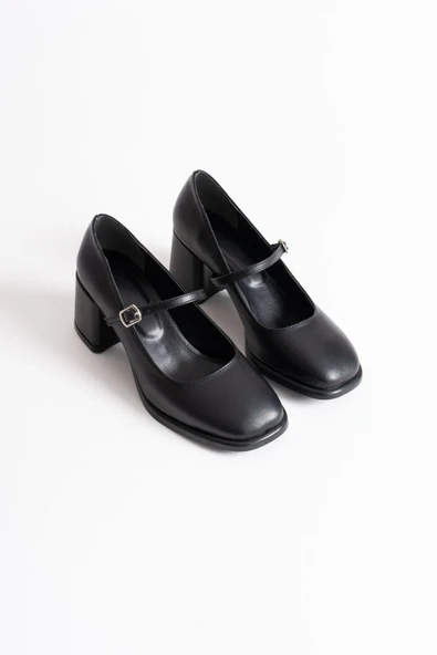 Blown Siyah Cilt Kadın Topuklu Ayakkabı - Resim 2