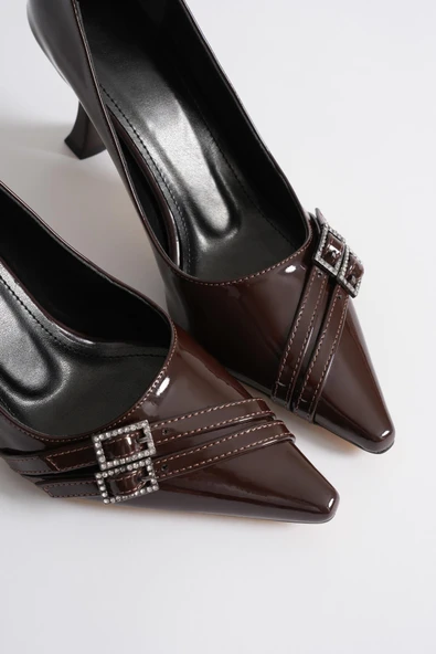 Maya Kadın Acı Kahve Rugan Ayakkabı - Resim 5