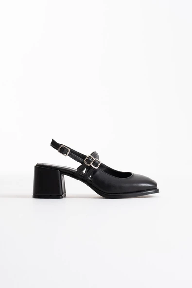 Faye Siyah Cilt Kadın Topuklu Ayakkabı ürün görseli