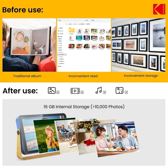 Kodak 10.1 Inc WiFi Dijital Fotoğraf Çerçevesi 1200x800 Dokunmatik Ekran, Mavi - 3
