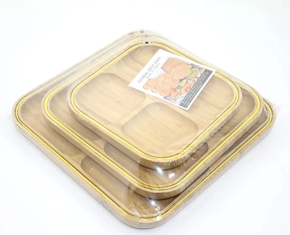 MDB 3'lü Ahşap Kahvaltı Çerez Ve Meyve Sunum Tabağı ürün görseli 1