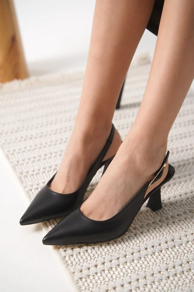 Ophelia Mat Siyah Kadın Topuklu Ayakkabı ürün görseli