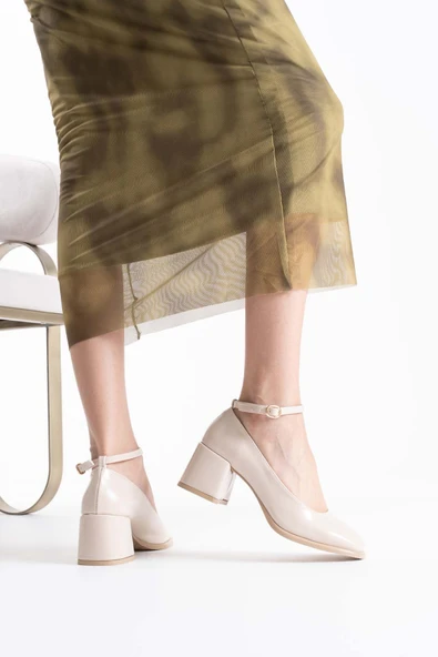 Sansa Bej Rugan Kadın Topuklu Ayakkabı - Resim 6