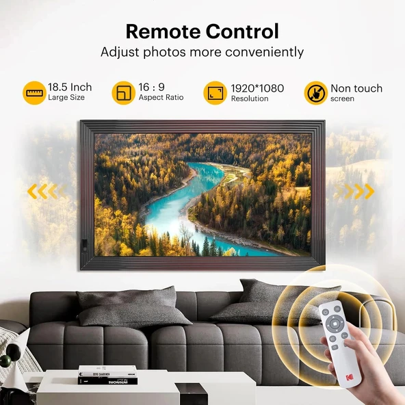 Kodak 18.5 Inc Ahşap WiFi Dijital Fotoğraf Çerçevesi, 1920 x1080, Kumandalı - 2
