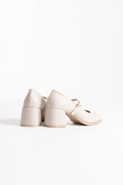 Blown Bej Cilt Kadın Topuklu Ayakkabı - Resim 9