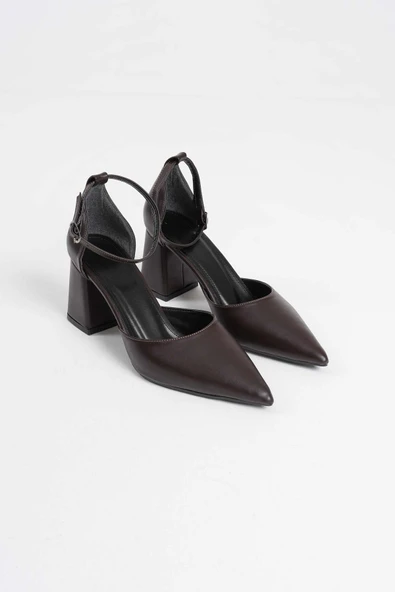 Doren Acı Kahve Cilt Kadın Topuklu Ayakkabı - Resim 2