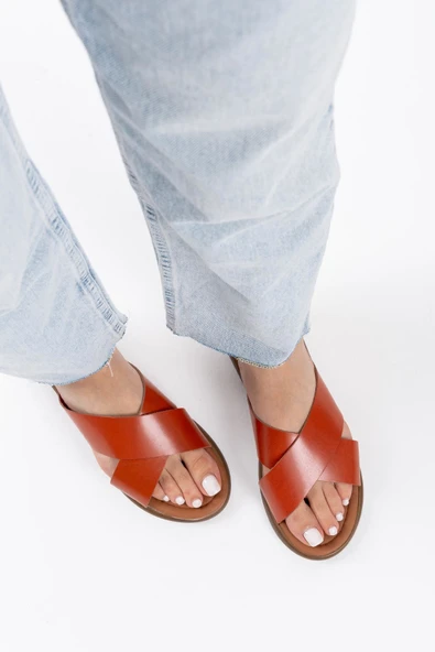 Weasley Kiremit Hakiki Deri Terlik - Resim 11