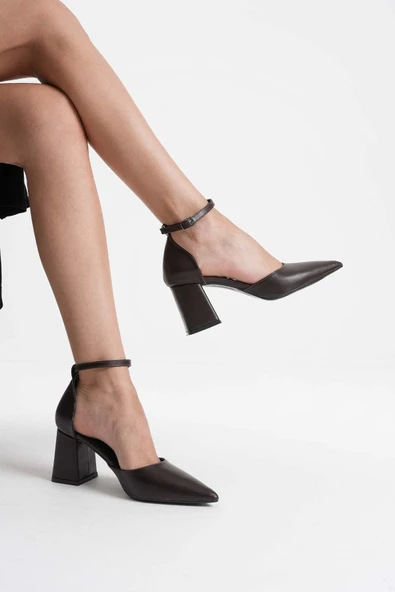 Doren Acı Kahve Cilt Kadın Topuklu Ayakkabı - Resim 4