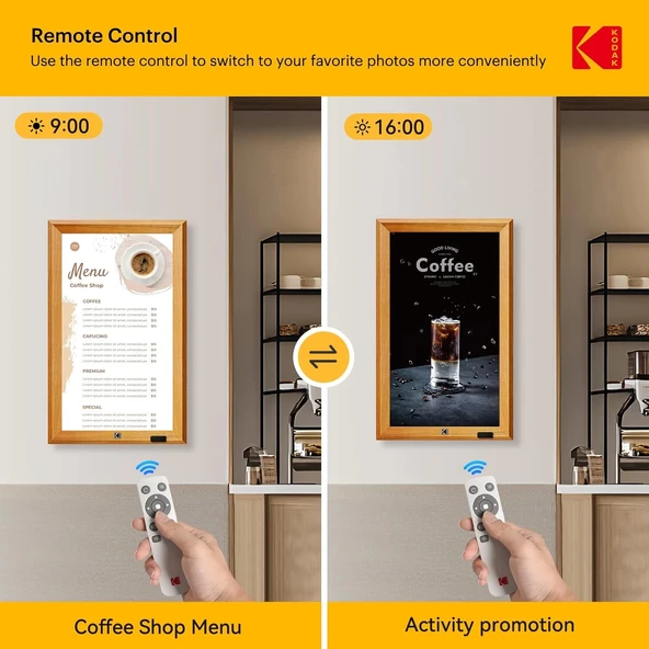 KODAK 23.8 Inc Ahşap WiFi Dijital Fotoğraf Çerçevesi, 1920x1080 FHD IPS Ekran - 3