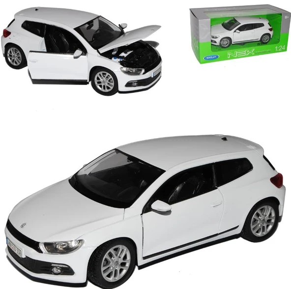 WELLY Koleksiyon 1 / 24 Ölçek VW Scirocco Beyaz Model Metal Araba - 1