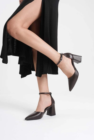 Doren Acı Kahve Cilt Kadın Topuklu Ayakkabı - Resim 5