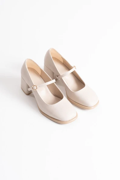 Blown Bej Cilt Kadın Topuklu Ayakkabı - Resim 8