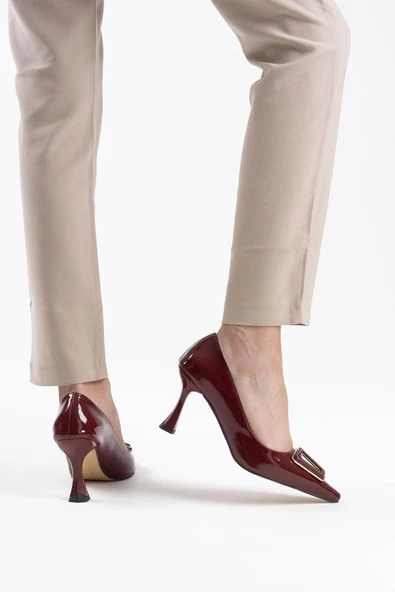 Nora Kadın Bordo Rugan Ayakkabı - Resim 6