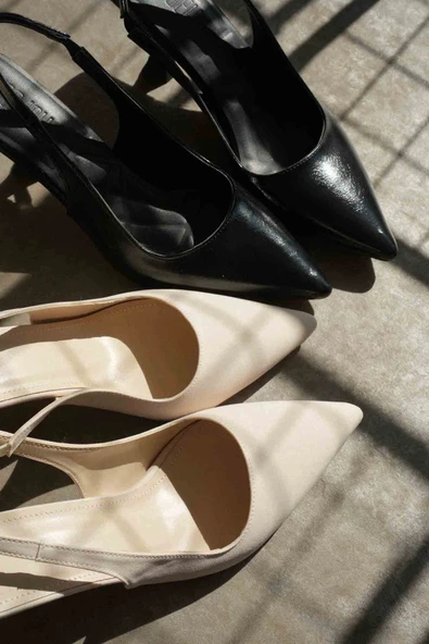 Angelica Kadın Bej Saten Topuklu Ayakkabı - Resim 10