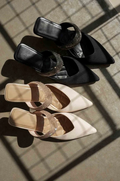 Nina Topuklu Bej Kadın Terlik - Resim 9