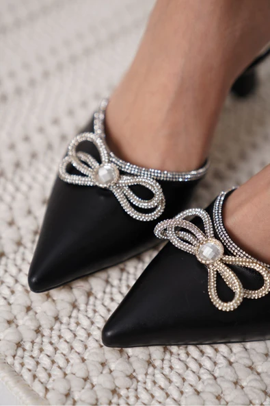 İrina Kadın Siyah Taşlı Topuklu Ayakkabı - Resim 13