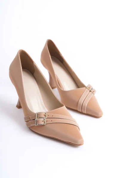 Maya Kadın Nude Saten Topuklu Ayakkabı - Resim 4