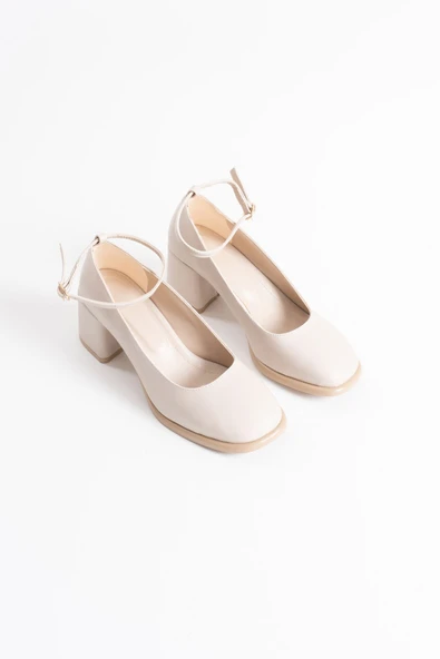 Sansa Bej Cilt Kadın Topuklu Ayakkabı - Resim 2