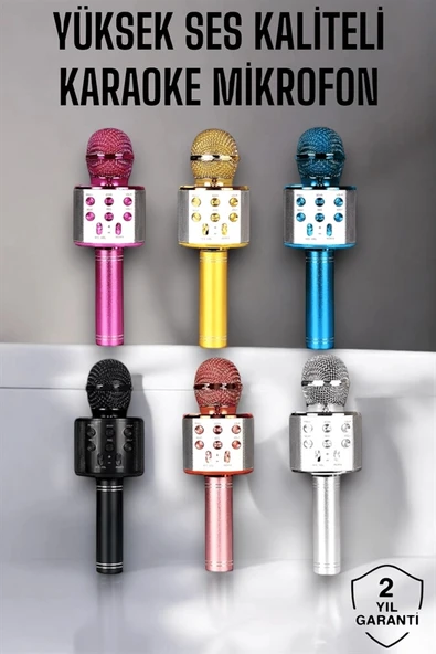 Kablosuz Bluetooth Karaoke Mikrofon USB ve AUX Girişli, Yüksek Ses Kalitesi - 2