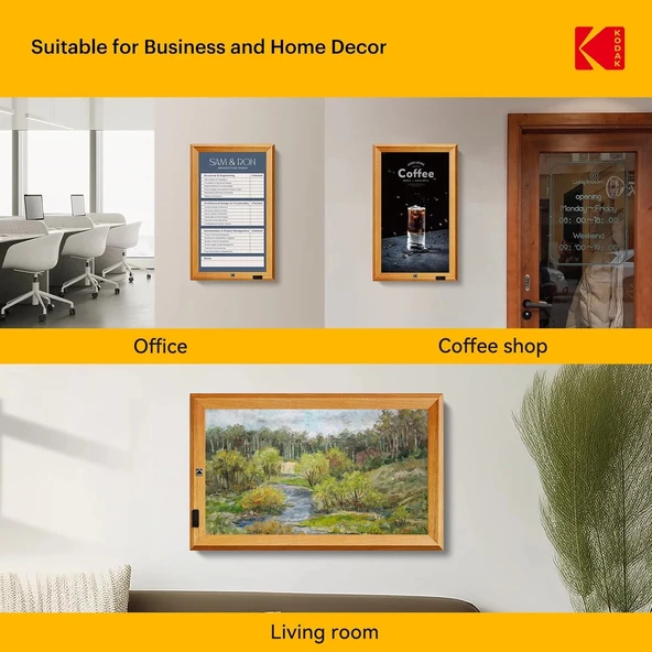 KODAK 23.8 Inc Ahşap WiFi Dijital Fotoğraf Çerçevesi, 1920x1080 FHD IPS Ekran - 5