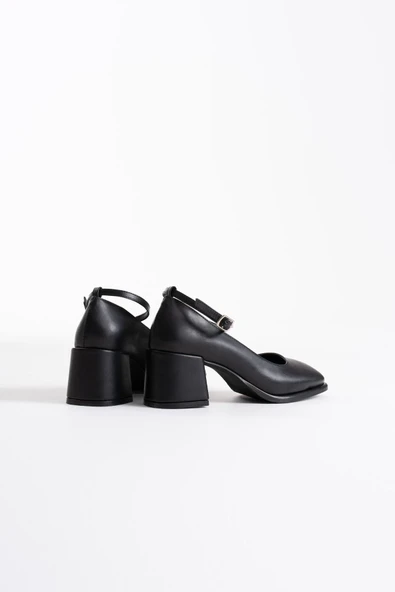 Sansa Siyah Cilt Kadın Topuklu Ayakkabı - Resim 9