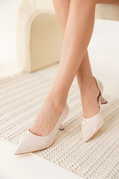 Seraphine Kadın Bej Rugan Topuklu Ayakkabı - Resim 7