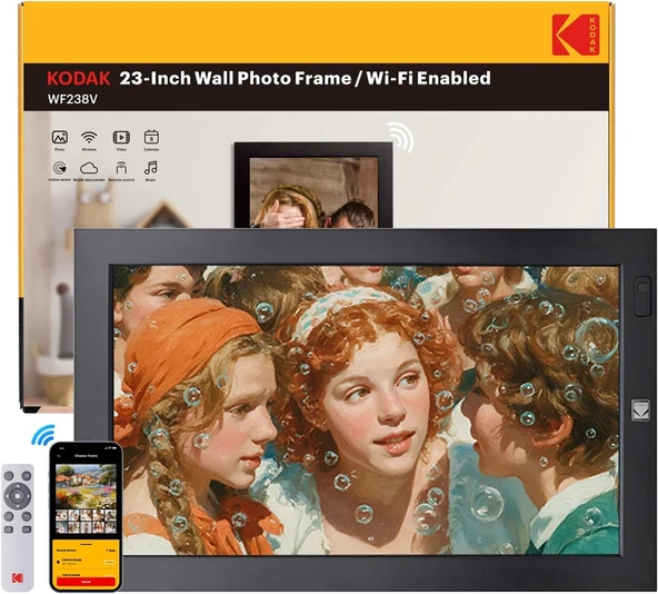 KODAK 23.8 Inc WiFi Dijital Fotoğraf Çerçevesi, 1920x1080 FHD IPS Ekran