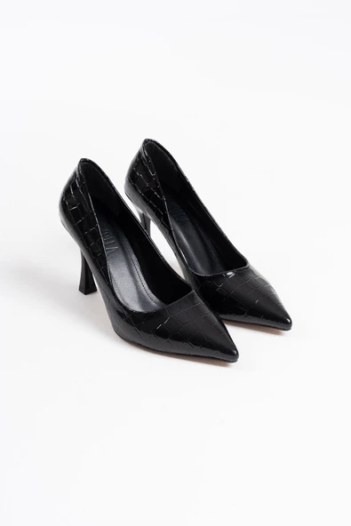 Harper Kadın Siyah Kroko Rugan Stiletto - 2