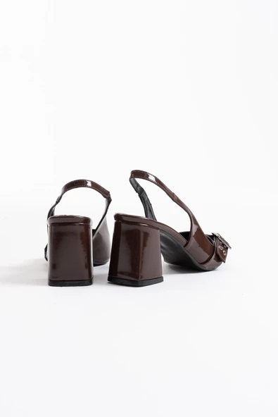 Keira Acı Kahve Rugan Kadın Topuklu Ayakkabı - Resim 3