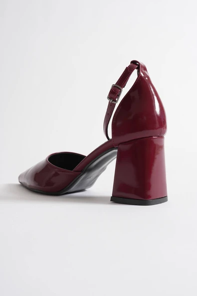 Doren Bordo Rugan Kadın Topuklu Ayakkabı - Resim 12