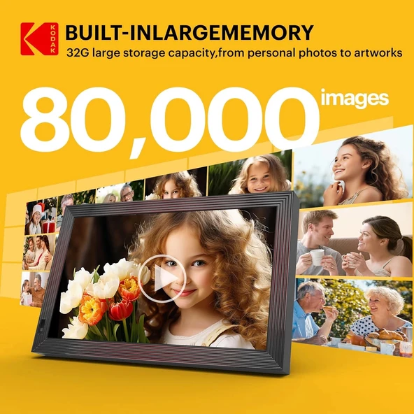 Kodak 18.5 Inc Ahşap WiFi Dijital Fotoğraf Çerçevesi, 1920 x1080, Kumandalı - 3