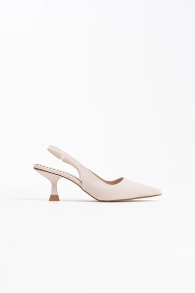 Angelica Kadın Bej Saten Topuklu Ayakkabı - Resim 11