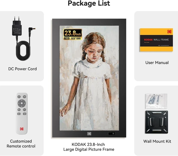 KODAK 23.8 Inc WiFi Dijital Fotoğraf Çerçevesi, 1920x1080 FHD IPS Ekran - 6