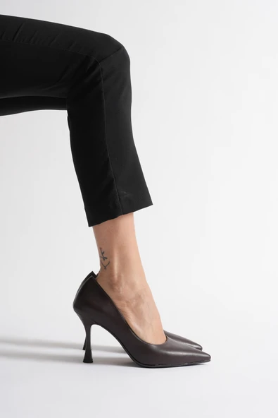 Angela Kadın Acı Kahve Cilt Topuklu Ayakkabı - Resim 4