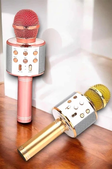 Kablosuz Bluetooth Karaoke Mikrofon USB ve AUX Girişli, Yüksek Ses Kalitesi - 1
