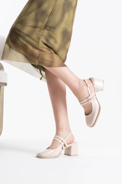 Faye Bej Rugan Kadın Topuklu Ayakkabı - Resim 5