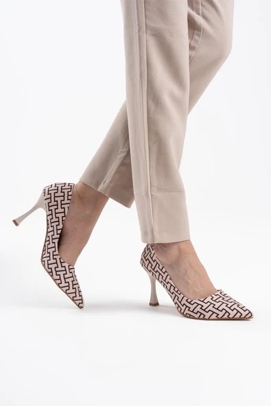 Kelsey Kadın Bej Desenli Stiletto - 12
