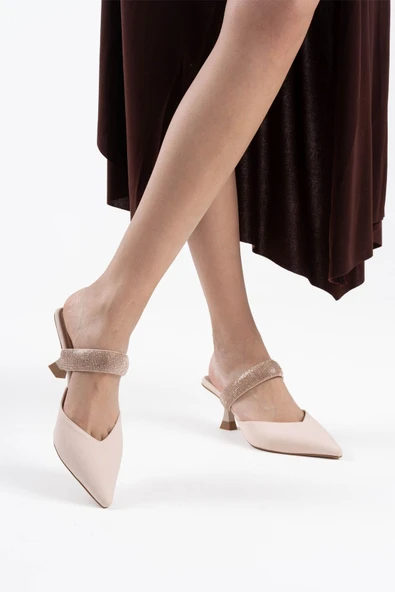 Nina Topuklu Bej Kadın Terlik - Resim 6