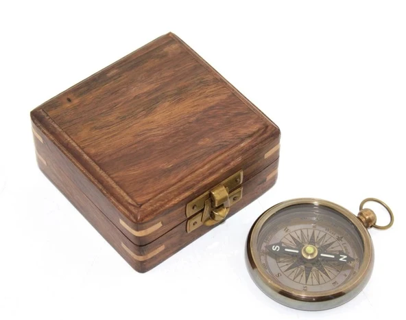 MDB Ahşap Kutulu Pirinç Pusula Model 1 ürün görseli 1