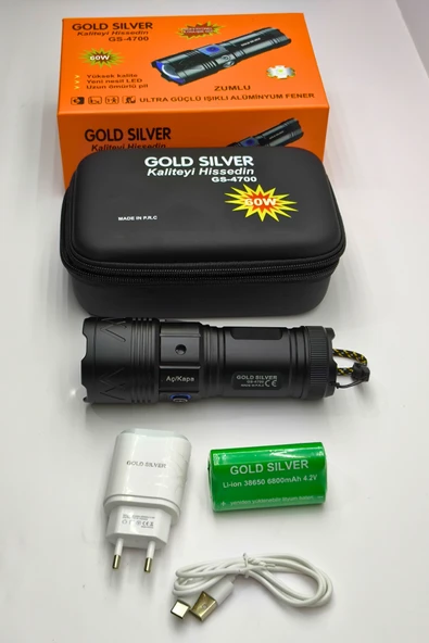 GOLD SILVER GS-4700 Profesyonel Ultra Işık Gücü | 4 Modlu, Zoomlu, Alüminyum Gövdeli Fener - 6