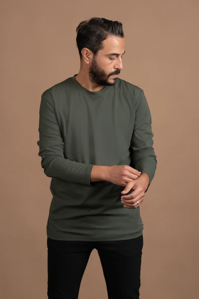Regular Fit Bisiklet Yaka Rayon Kumaş Full Likralı Uzun Kol Sweatshirt - 6