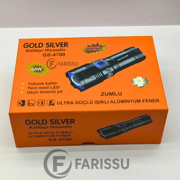GOLD SILVER GS-4700 Profesyonel Ultra Işık Gücü | 4 Modlu, Zoomlu, Alüminyum Gövdeli Fener - 8