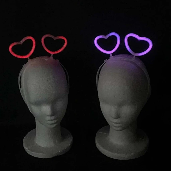 MDB Glow Stick Karanlıkta Yanan Fosforlu Kalp Taç 12 Adet - Resim 3