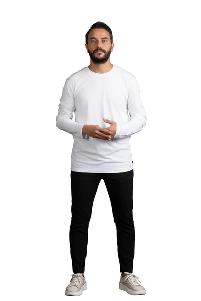 Regular Fit Bisiklet Yaka Rayon Kumaş Full Likralı Uzun Kol Sweatshirt