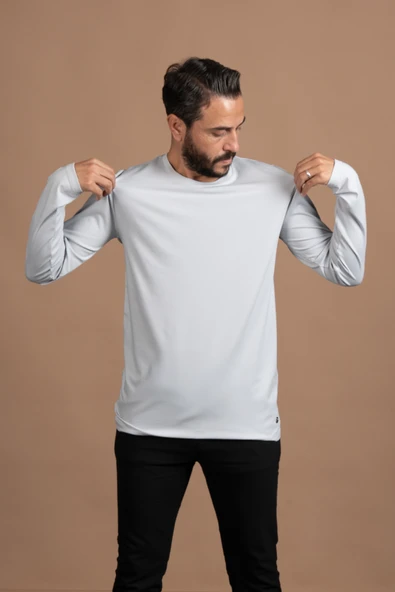 Regular Fit Bisiklet Yaka Rayon Kumaş Full Likralı Uzun Kol Sweatshirt - 11