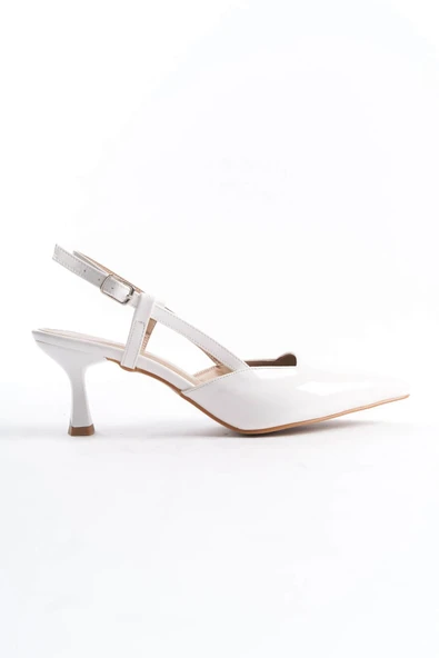 Mira Kadın Beyaz Rugan Topuklu Ayakkabı - Resim 4