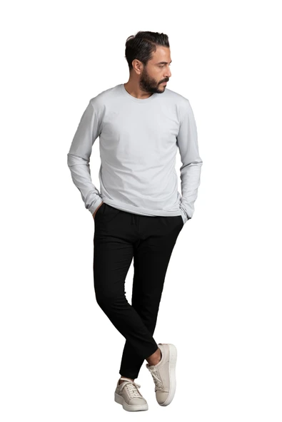 Regular Fit Bisiklet Yaka Rayon Kumaş Full Likralı Uzun Kol Sweatshirt - 10