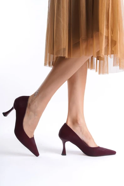 Cordelia Kadın Bordo Saten Stiletto - 4