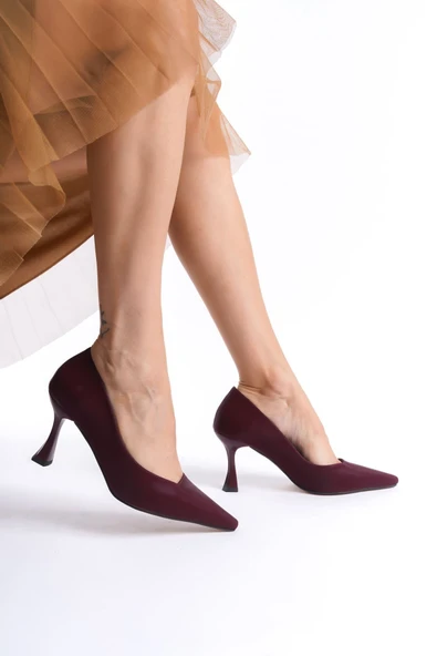 Cordelia Kadın Bordo Saten Stiletto - 3