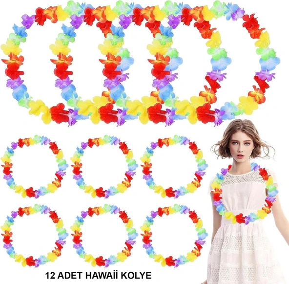 MDB Hawaii Çiçekli Boyun Kolyesi 12 Adet